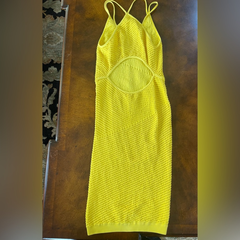 Bcbgeneration Yellow Textured Strap Back Bodycon … - image 2